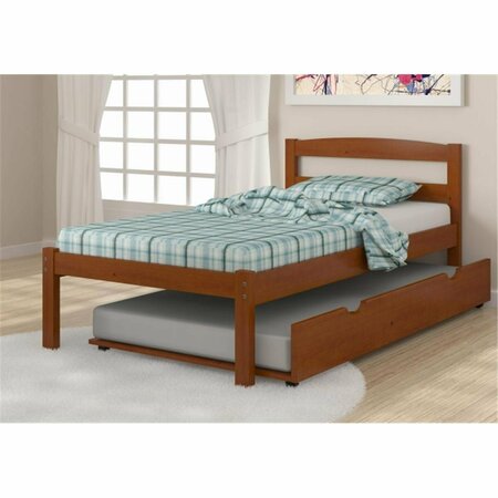 FIXTURESFIRST PD-575TE-503E Twin Size Econo Bed with Twin Size Trundle Bed in Light Espresso FI486581